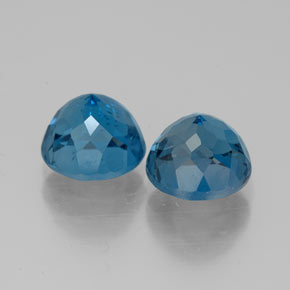 Gemas de topacio azul natural de  ct, corte redondo, VVS-VS