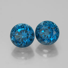 Gemas de topacio azul natural de  ct, corte redondo, VVS