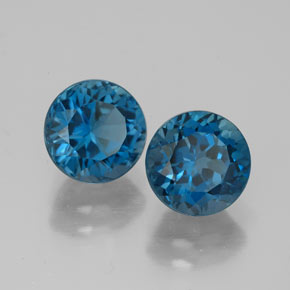 Gemas de topacio azul natural de  ct, corte redondo, VVS