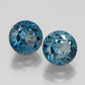 Gemas de topacio azul natural de  ct, corte redondo, VVS-VS