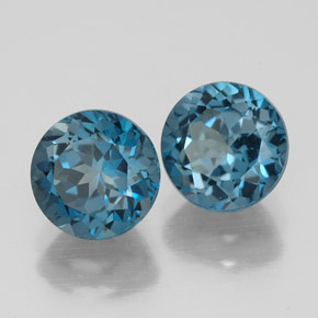 Gemas de topacio azul natural de  ct, corte redondo, VVS-VS
