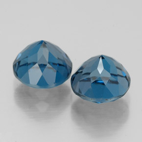 Gemas de topacio azul natural de  ct, corte redondo, VVS