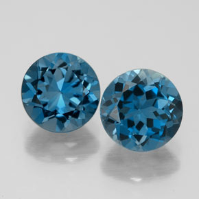Gemas de topacio azul natural de  ct, corte redondo, VVS-VS