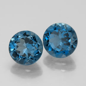 Gemas de topacio azul natural de  ct, corte redondo, VVS-VS