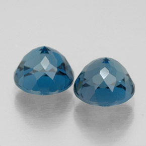 Gemas de topacio azul natural de  ct, corte redondo, VVS
