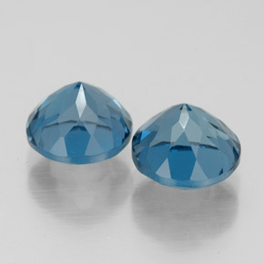 Gemas de topacio azul natural de  ct, corte redondo, VVS