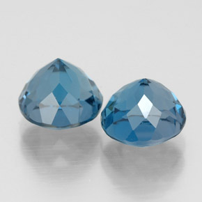 Gemas de topacio azul natural de  ct, corte redondo, VVS