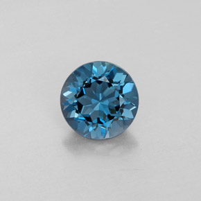 Topacio azul natural de 1,45 ct, corte redondo, VVS-VS