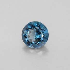 Topacio azul natural de 1,45 ct, corte redondo, VVS-VS