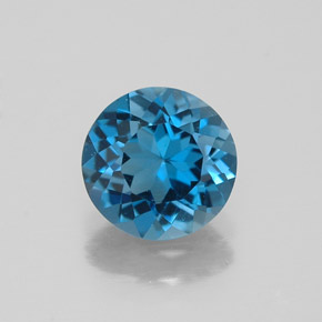 Topacio azul natural de 1,53 ct, corte redondo, VVS