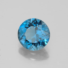 Topacio azul natural de 1,53 ct, corte redondo, VVS