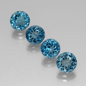 Gemas de topacio azul natural de  ct, corte redondo, VVS-VS