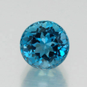 Topacio azul natural de 2,12 ct, corte redondo, VS-SI