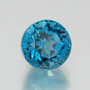 Topacio azul natural de 2,12 ct, corte redondo, VS-SI