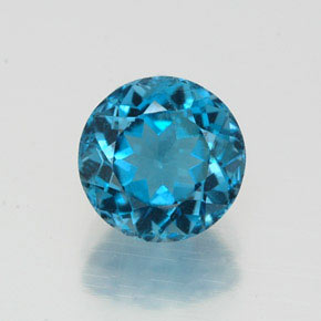 Topacio azul natural de 1,73 ct, corte redondo, VS-SI