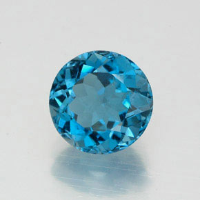 Topacio azul natural de 1,73 ct, corte redondo, VS-SI