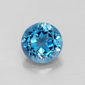 Topacio azul natural de 1,65 ct, corte redondo, VVS-VS