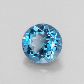 Topacio azul natural de 1,65 ct, corte redondo, VVS-VS