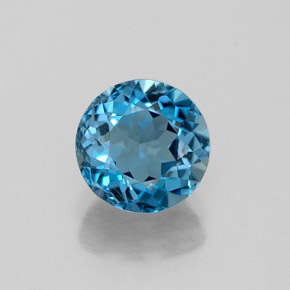 Topacio azul natural de 1,53 ct, corte redondo, VVS-VS