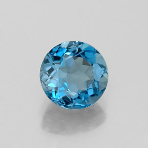Topacio azul natural de 1,53 ct, corte redondo, VVS-VS