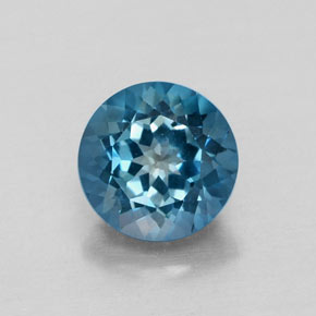 Topacio azul natural de 1,82 ct, corte redondo, VVS