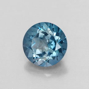 Topacio azul natural de 1,82 ct, corte redondo, VVS