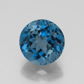 Topacio azul natural de 2,68 ct, corte redondo, VVS