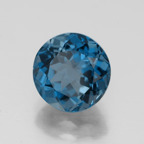 Topacio azul natural de 2,68 ct, corte redondo, VVS