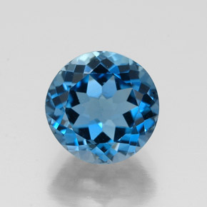 Topacio azul natural de 2,62 ct, corte redondo, VVS