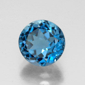 Topacio azul natural de 2,62 ct, corte redondo, VVS