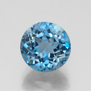 Topacio azul natural de 2,79 ct, corte redondo, VVS