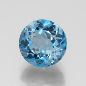 Topacio azul natural de 2,79 ct, corte redondo, VVS