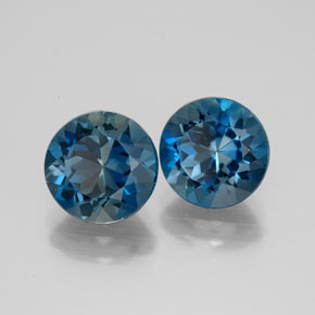 Gemas de topacio azul natural de  ct, corte redondo, VVS