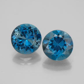 Gemas de topacio azul natural de  ct, corte redondo, VVS