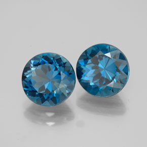 Gemas de topacio azul natural de  ct, corte redondo, VVS