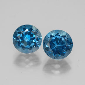 Gemas de topacio azul natural de  ct, corte redondo, VVS