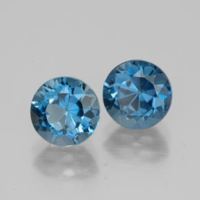 Gemas de topacio azul natural de  ct, corte redondo, VVS