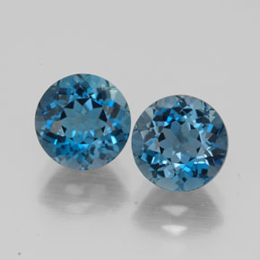 Gemas de topacio azul natural de  ct, corte redondo, VVS