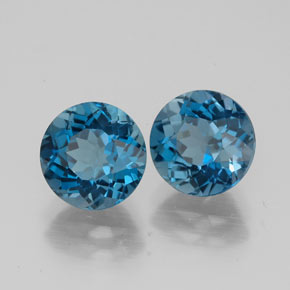 Gemas de topacio azul natural de  ct, corte redondo, VVS