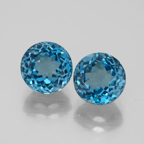 Gemas de topacio azul natural de  ct, corte redondo, VVS
