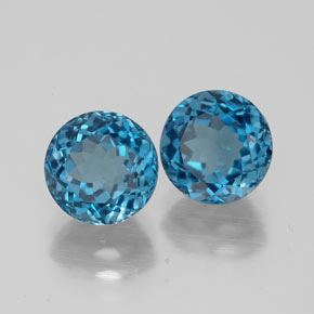 Gemas de topacio azul natural de  ct, corte redondo, VVS