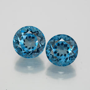 Gemas de topacio azul natural de  ct, corte redondo, VVS