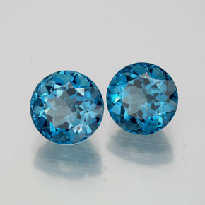 Gemas de topacio azul natural de  ct, corte redondo, VVS