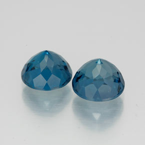 Gemas de topacio azul natural de  ct, corte redondo, VVS