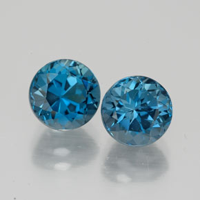 Gemas de topacio azul natural de  ct, corte redondo, VVS