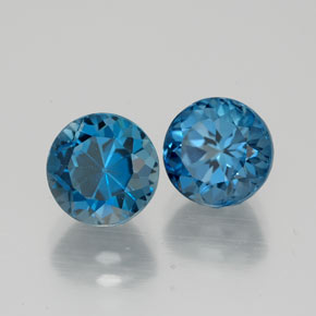 Gemas de topacio azul natural de  ct, corte redondo, VVS