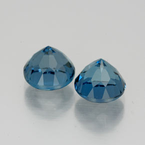 Gemas de topacio azul natural de  ct, corte redondo, VVS