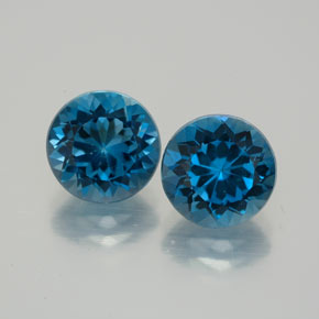 Gemas de topacio azul natural de  ct, corte redondo, VVS-VS
