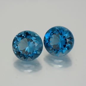 Gemas de topacio azul natural de  ct, corte redondo, VVS-VS