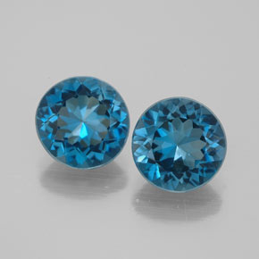 Gemas de topacio azul natural de  ct, corte redondo, VVS